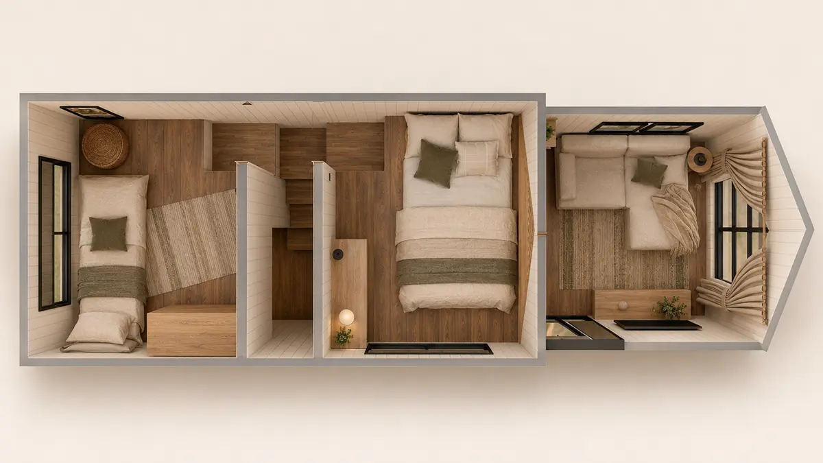 Grundriss des Obergeschosses im Mobilen Tiny House 30